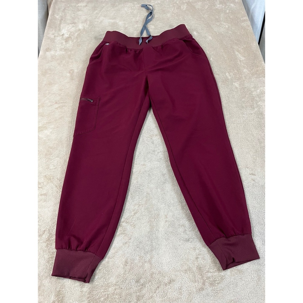 Figs Jogger Zamora Scrub Pants Cargo Womens M/P Burgundy Pockets Drawstring EUC